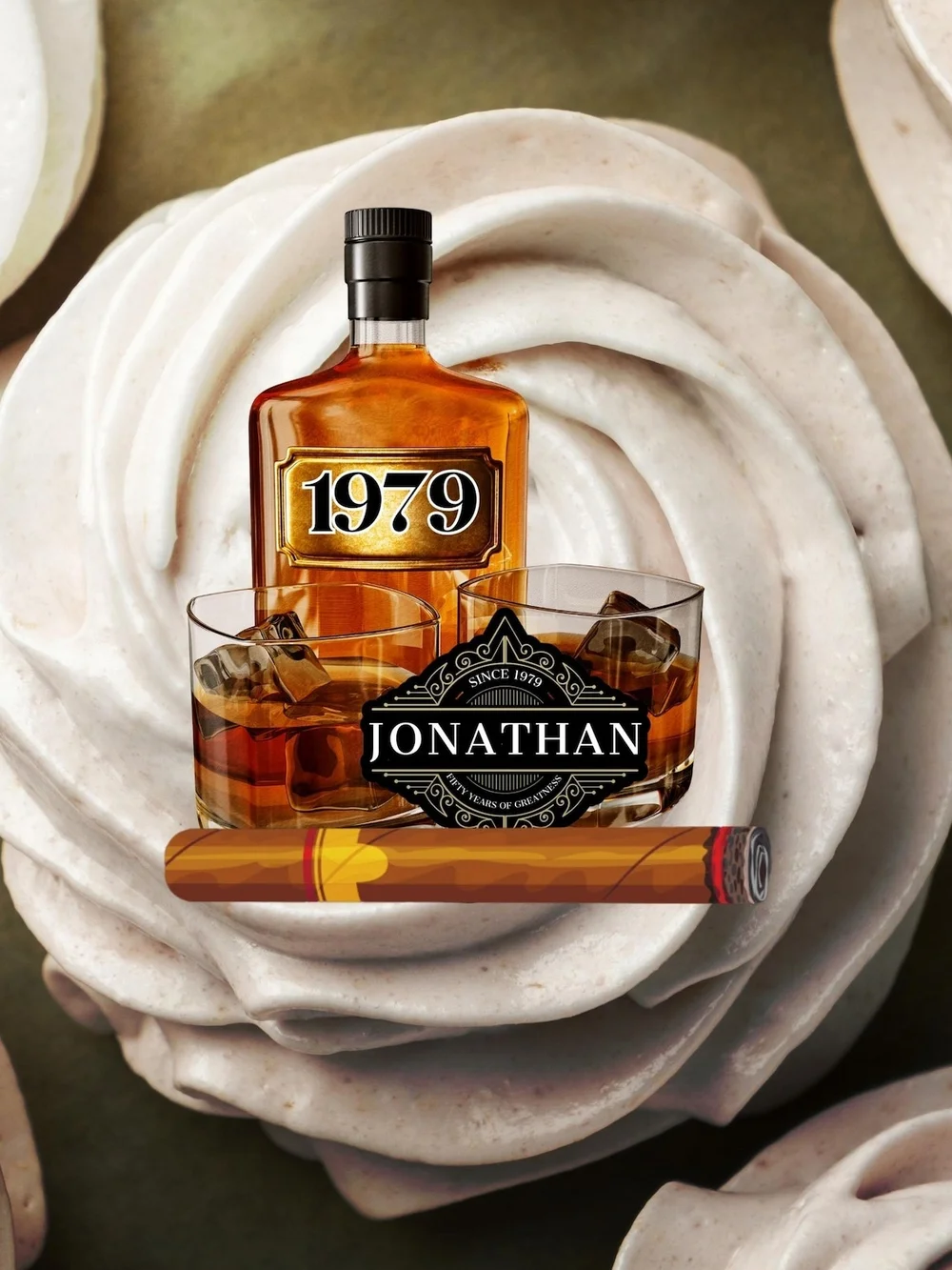 Personalized Whiskey Cake Toppers 2.5” | Aged to Perfection Birthday Decor/24PCS